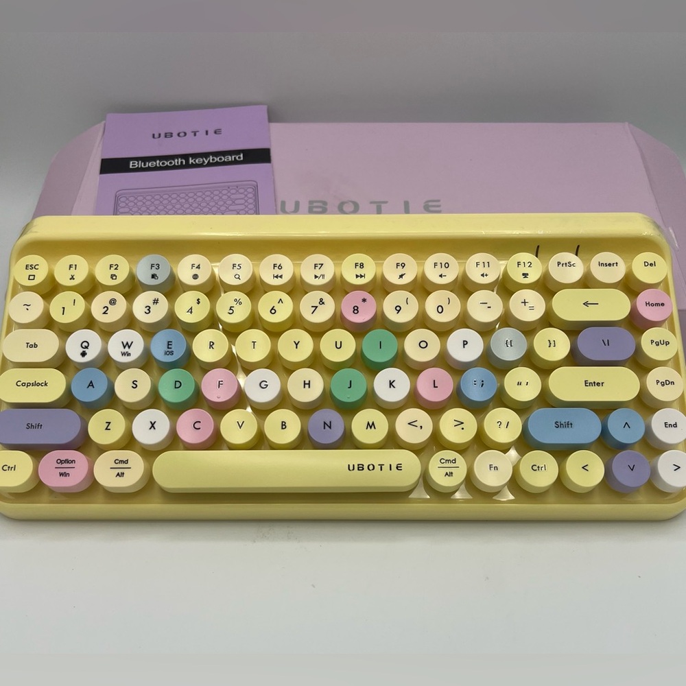 UBOTIE Bluetooth Portable Computer Keyboard Mini Wireless (Colorful Yellow) - Picture 12 of 16